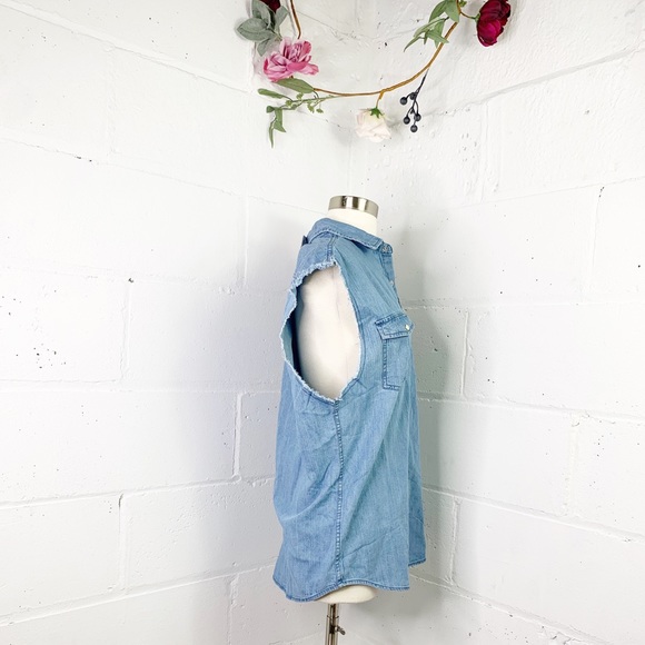 Nwt Zip code demin cut off Shirt - Picture 2 of 7